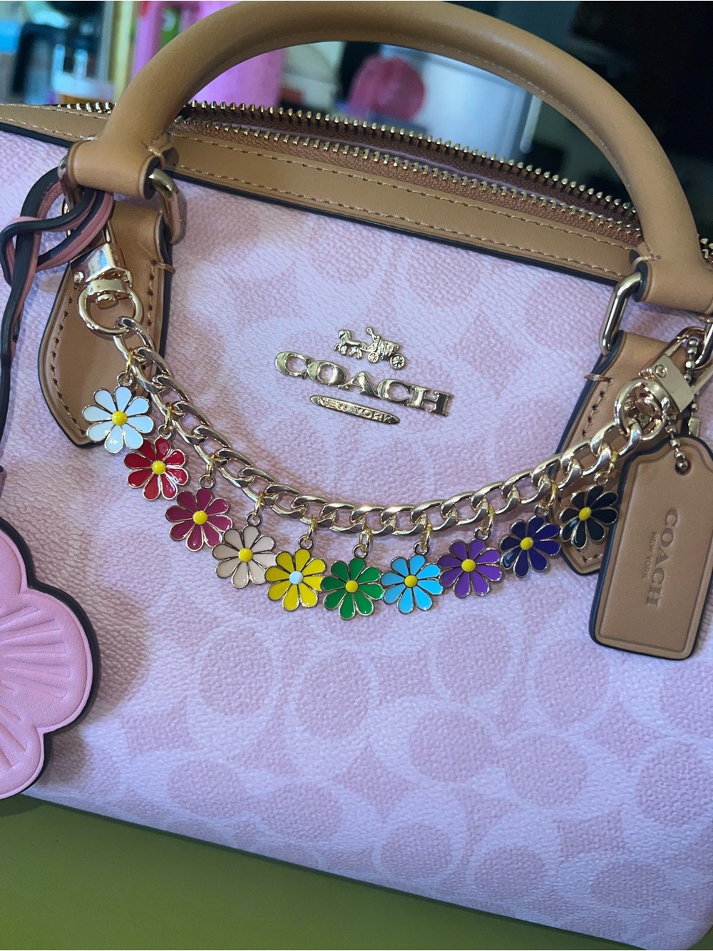 RAINBOW FLOWER PURSE CHARM CHAIN - Picture 2 of 3